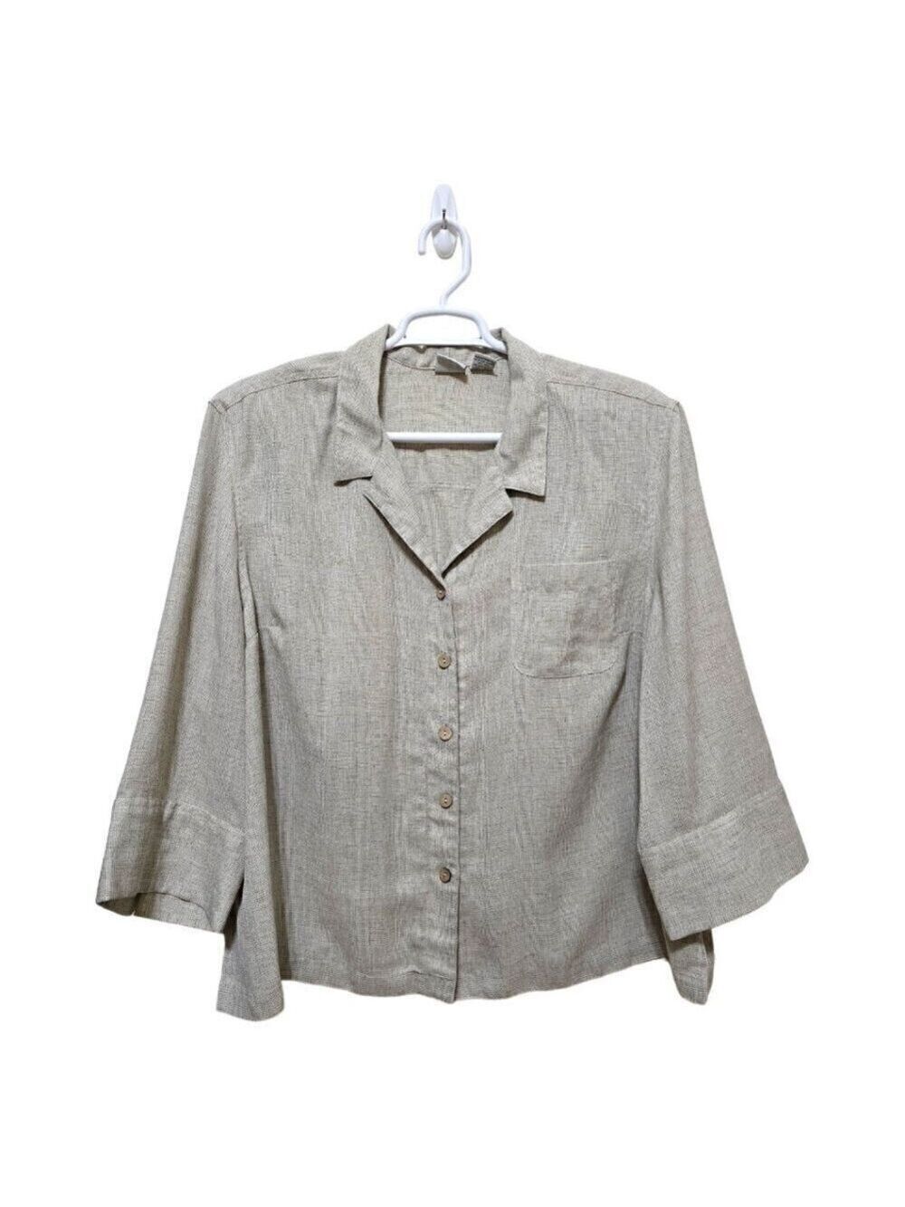Giorgio Fiorlini Plus Oversized Fit 3/4 Sleeve Button Down Blouse Sz 26W/28W